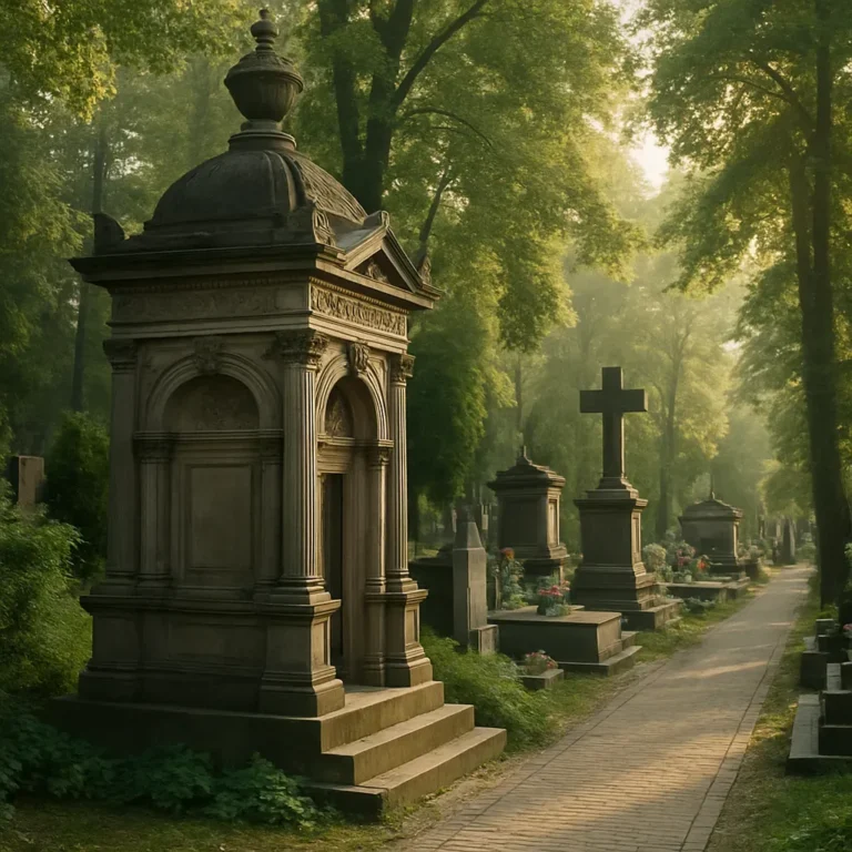 Grobowce Bukowno wśród zieleni, miasto Bukowno, piękne nekropolie, przewodnik po lokalnych grobowcach.