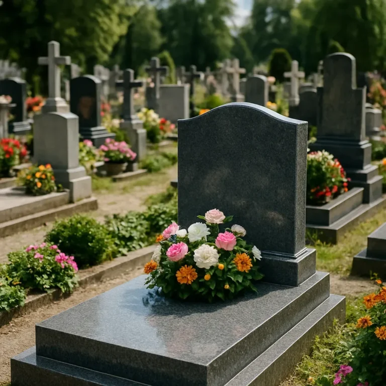 Grobowce Jaworzno: wybór nagrobka w mieście Jaworzno, cmentarz z pomnikami i kwiatami.